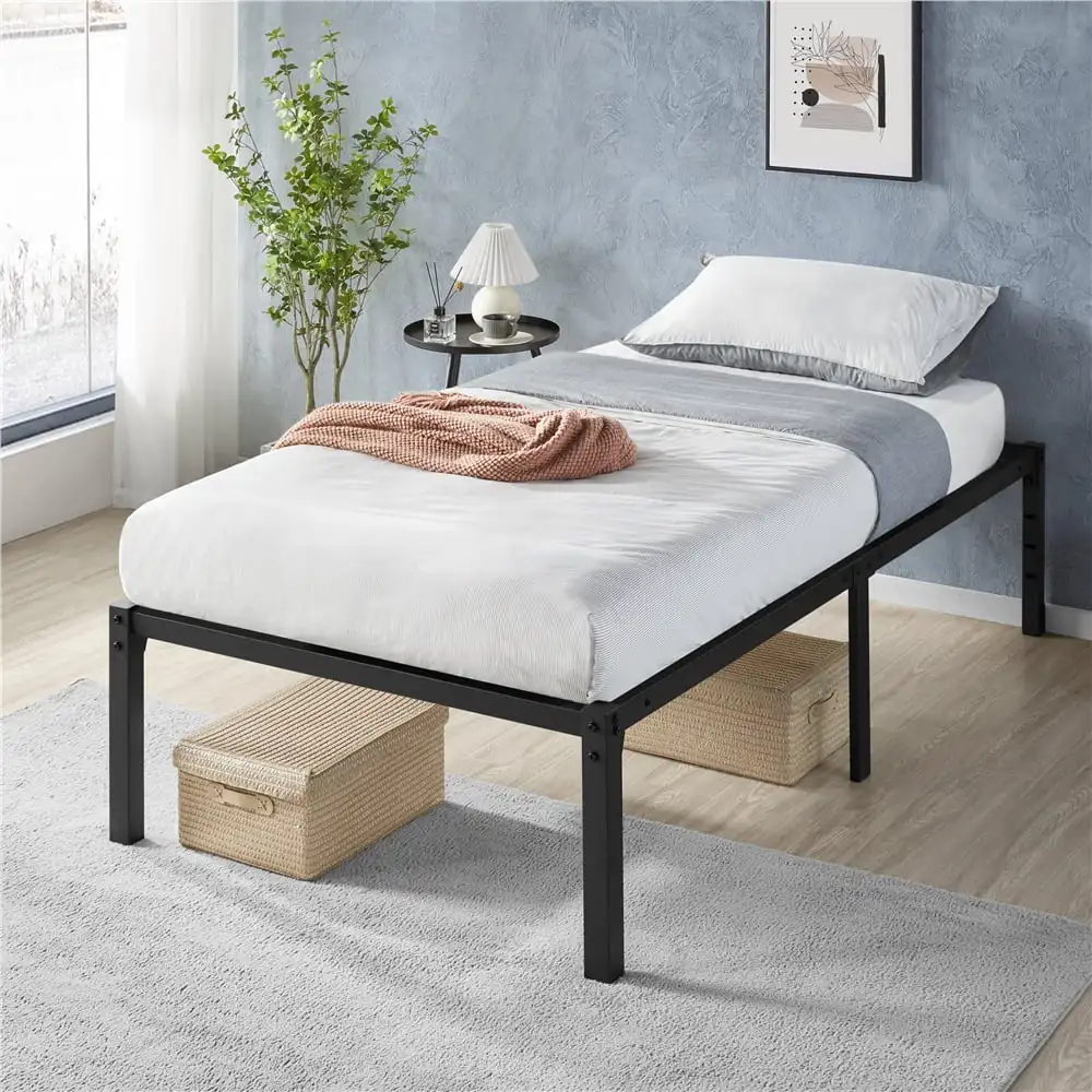 

Jasper Metal Platform Twin Bed Frame with Heavy Duty Steel Slat Support, Black