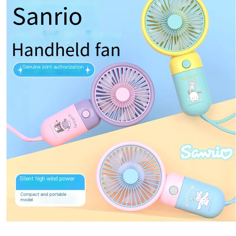 Sanrio Handheld Kuromi Summer Outdoor Small Fan Portable Small Rechargeable Cinnamoroll Handheld Cute Mini Student Fan High Wind