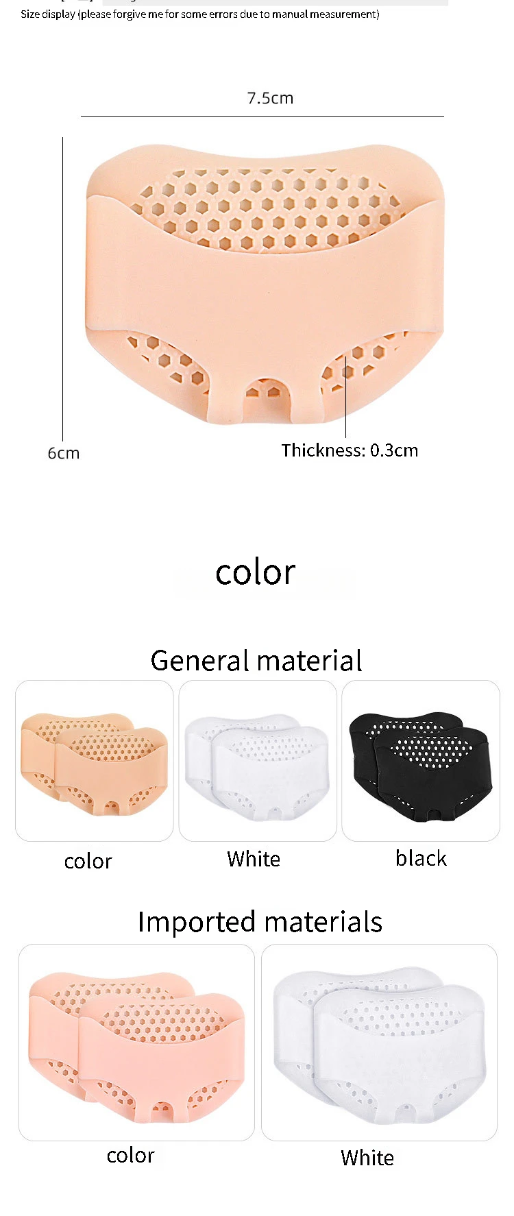 Silikon Vorfuß Pads Waben Gel Schuh Pad für Frauen Heels Einlegesohlen Fuß Schmerzen Relief Einsätze Fuß Blister Pflege Kissen – Detail 2