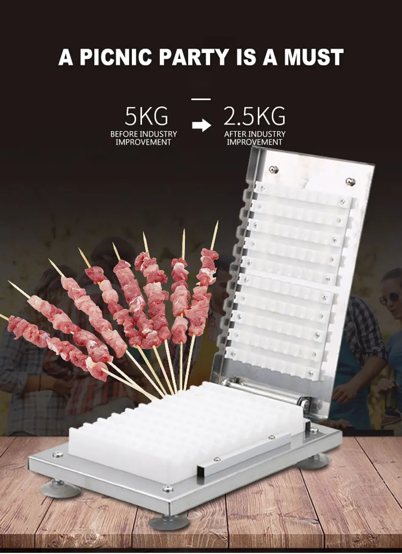 Description Picture 4 of itemCommercial Stainless Steel Barbecue Meat Skewer Manual Meat Skewer Machine Stainless Steel Penetrator