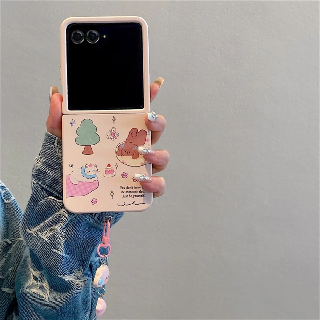 Korean Cute Tree Kitty Puppy Cake Phone Case with Pink Cloud Pendant