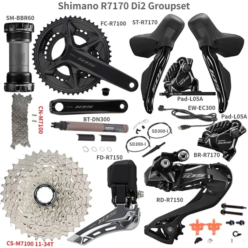 Shimano-ロードバイクギアセット,2 r7170,2x12ギア,ディスクブレーキ
