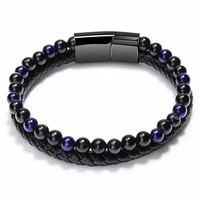 Stainless Steel Bracelet Tiger Eye Stone Beads Bracelet Natural Lava Stone Beads Stainless Steel Bracelet Men Women Jewelry 5