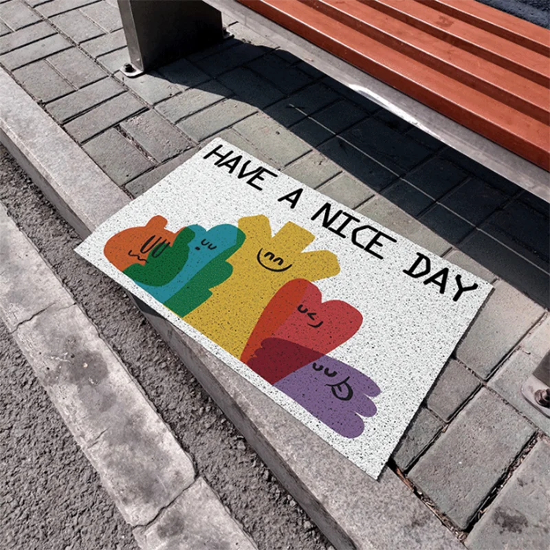Dopamine Colors PVC Welcome Entrance Doormat Anti-slip Floor Mat for Entry Porch Hallway Entryway Home Decor Dust Removal Carpet