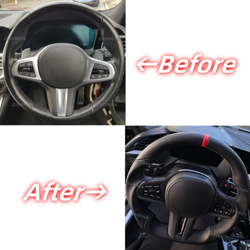 실제 탄소 섬유 스티어링 휠, 자동차 액세서리, BMW G30 M5 X3M X5M G01 G02 G05 G06 G07 F90 F91 F92 F93 G15 G16 G31 G32 G29