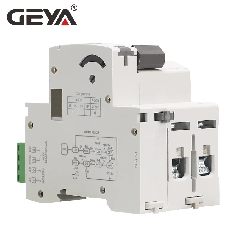 GEYA – disjoncteur modulaire de Type A RCD, rétracteur automatique, commutateur de sécurité, 40A, 63A, 30ma, 100ma, 300ma, 220V