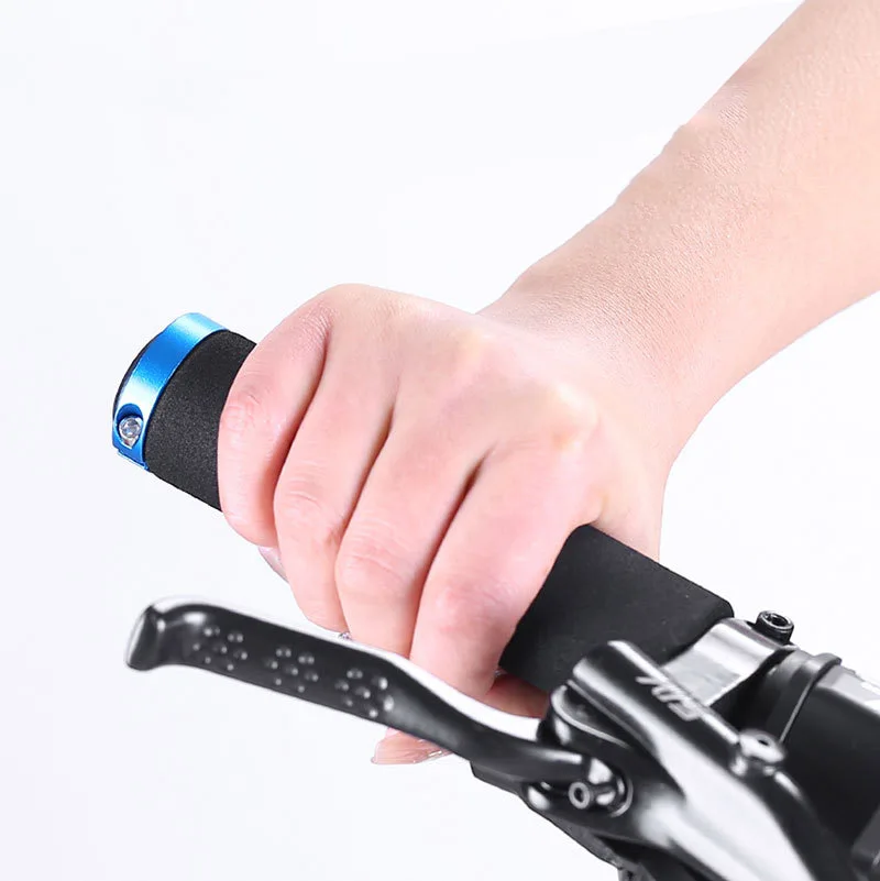 Bicycle handlebar grips Bicycle Grips MTB Sponge Handlebar Grips Aluminum Locking Ring Shock-Absorbing Soft Bike Ultraight Cycling Handlebar Parts
