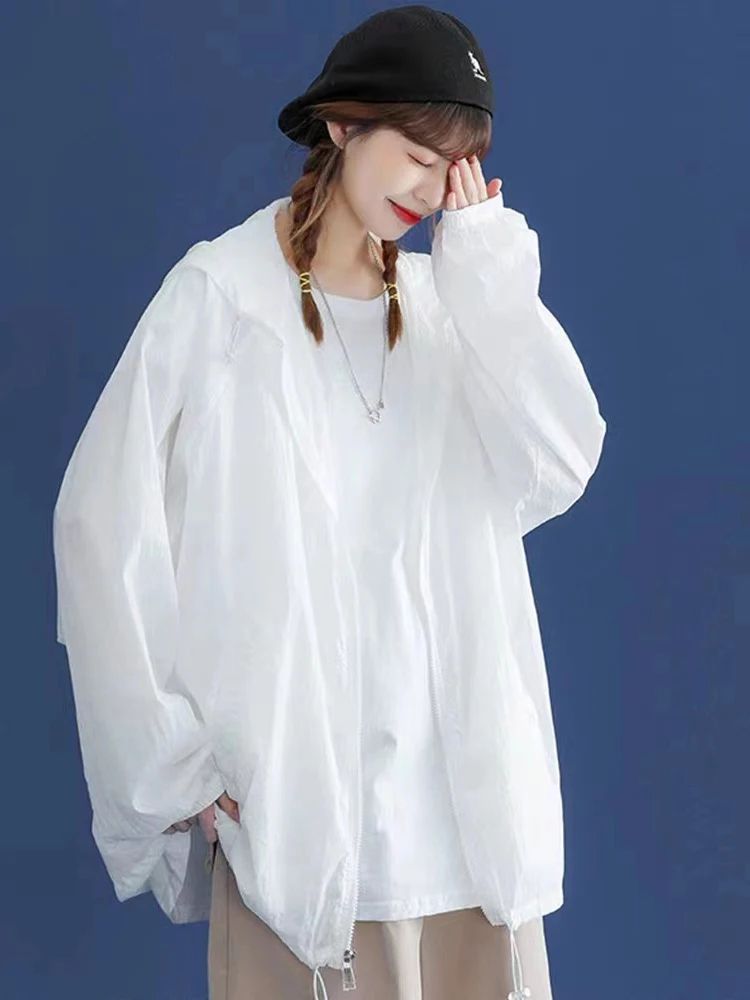 커플을 위한 아이스 실크 얇은 태양 차단 의류 플러스 사이즈 야외 통기성 자켓 여름 패션 브랜드 커플을 위한 아이스 실크 얇은 태양 차단 의류 플러스 사이즈 야외 통기성 자켓 여름 패션 브랜드