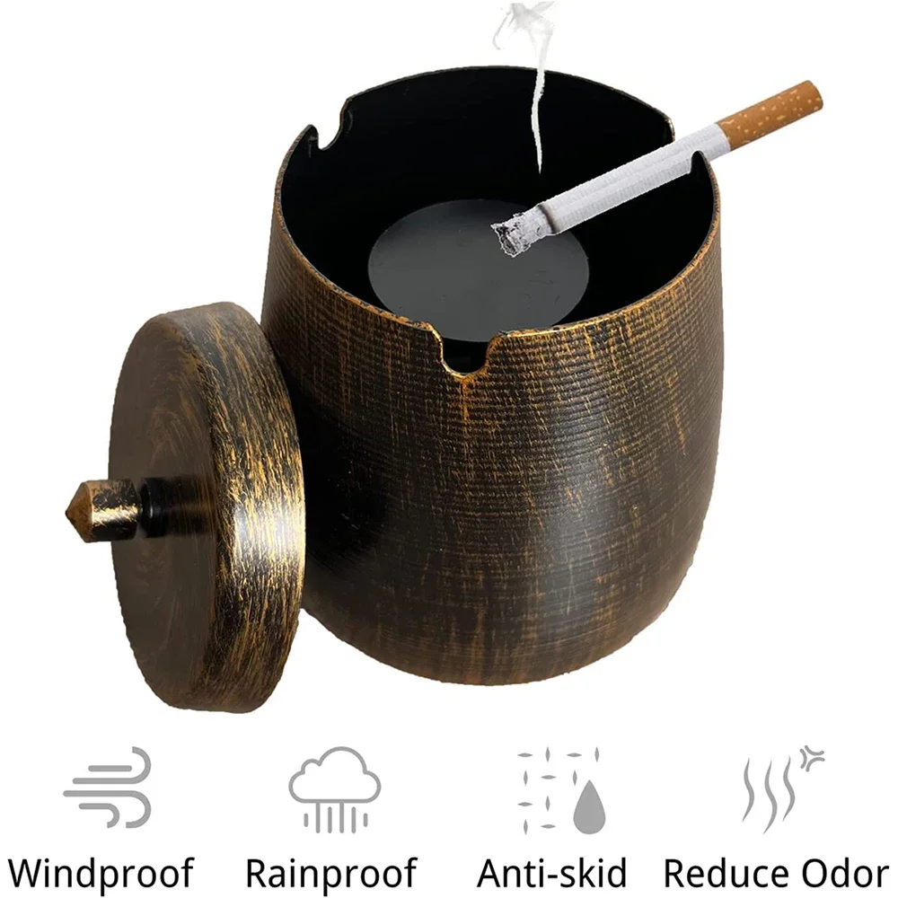 Outdoor Ashtrays for Patio with Lid Outdoor Ash Tray Sets for Cigarettes Stainless Steel Ashtray with Lid Outside portable ashtray cigarettes ashtray silicone ashtray stainless steel ashtray metal ashtray air purifier ashtray wood ashtray ceramic ashtray