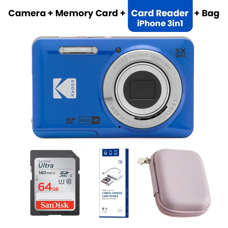 KODAK PIXPRO FZ55-RD 16MP デジタルカメラ 5X 光学ズーム 28mm