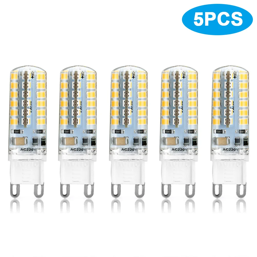 

5PCS G9 48LED Ultra Bright Energy Saving Corn Lamp Silicone Corn Lamp Bulb Warm White 220V for kitchen cabinet wardrobe