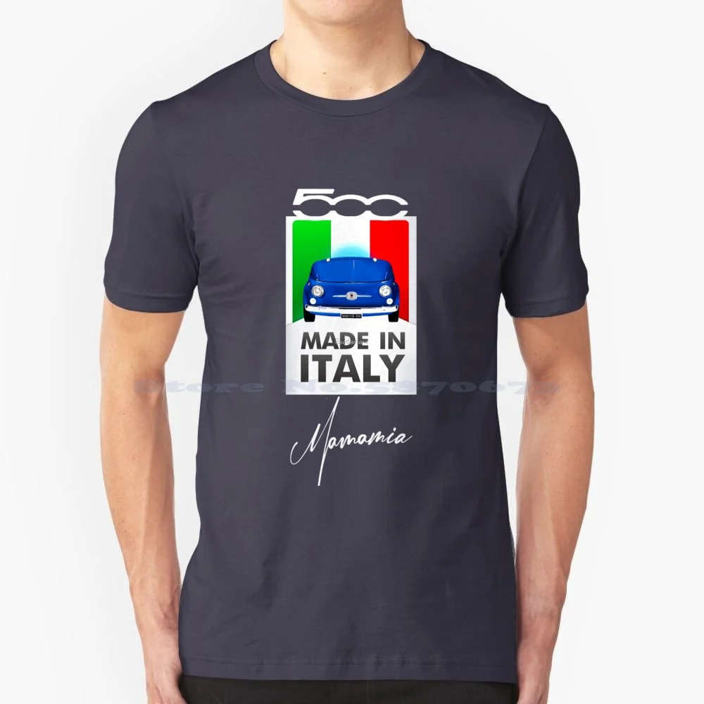 Maglietta Italiana Fiat 500 100% Cotone Tee Fiat 500 Italia Italiana Abarth Vintage Cars Retro Classic Car Race Rally