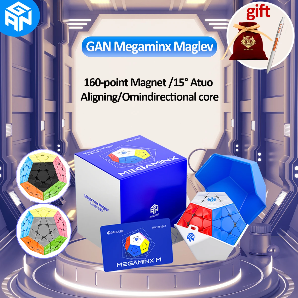 Megaminx Maglev, Pentagonal Magnetic Speed Cube 120 Magnets, Stickerless Puzzle STEM Toy 3D for Kids Beginners