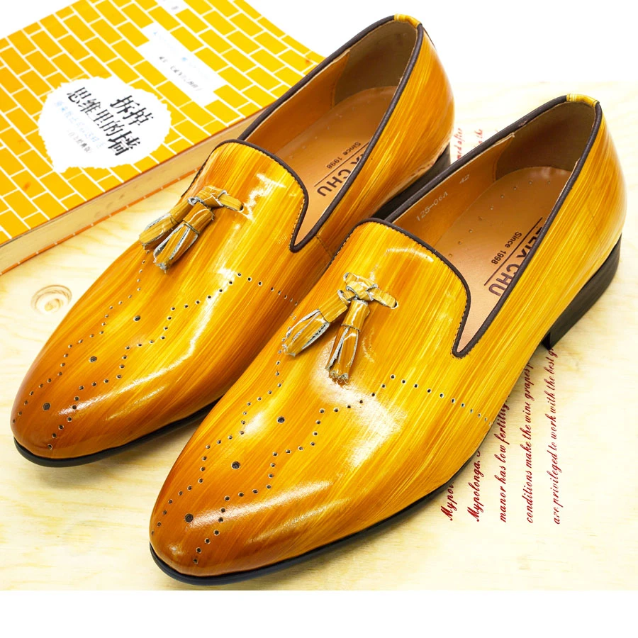 Mocasines con borlas colores brillantes para hombre, zapatos de vestir informales de charol, Color amarillo brillante, para boda y fiesta|Mocasines| - AliExpress