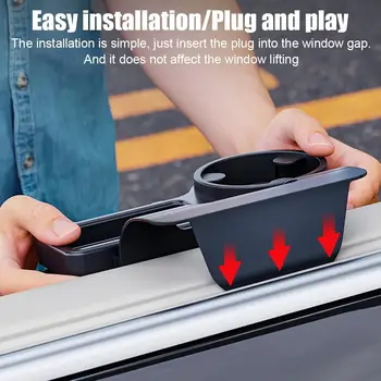 Organizer Multifunzionale per Auto con Portabicchieri, Portaoggetti Sospeso per Finestrino Laterale, Accessori Interni Auto