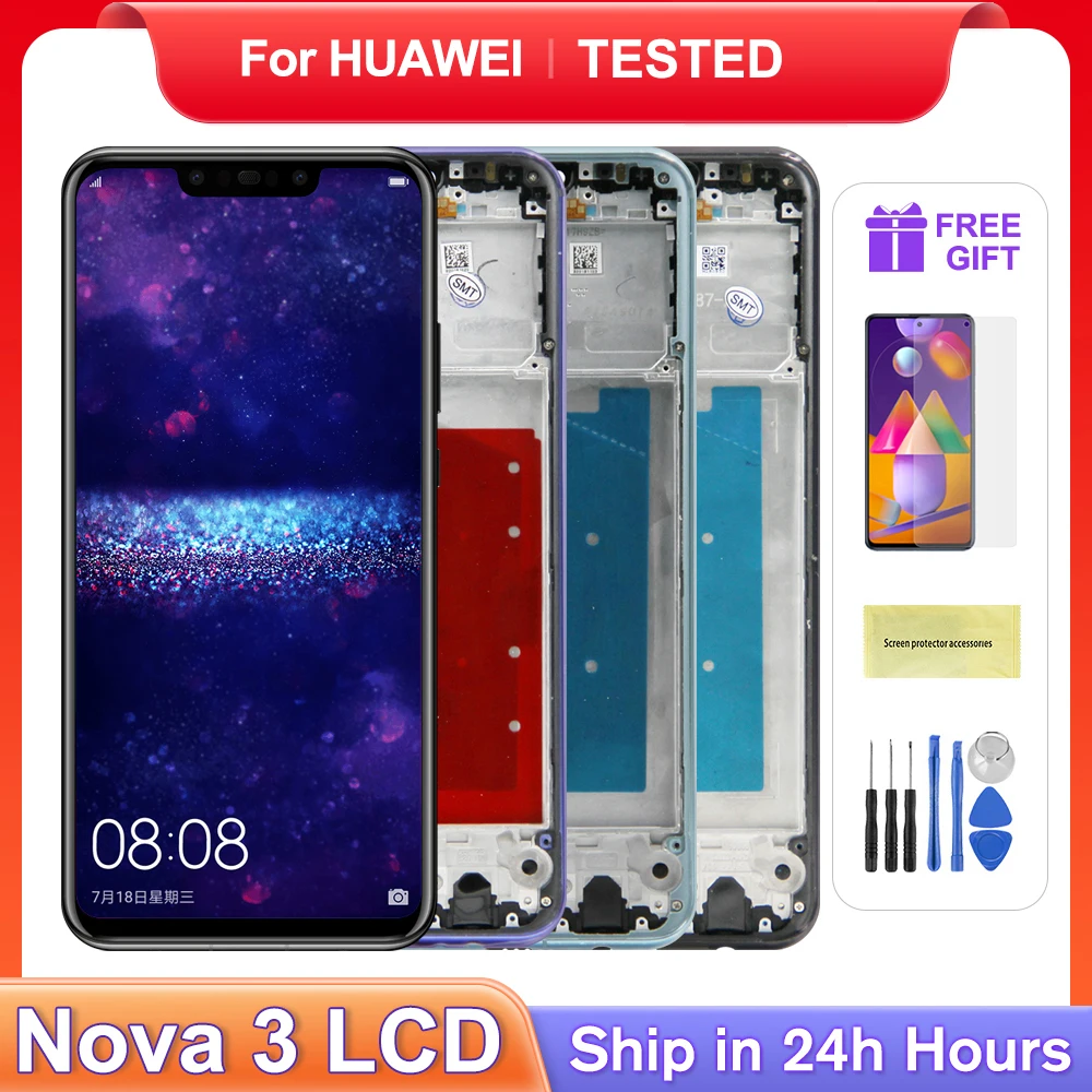 Для HUAWEI 6,3 'NOVA 3 для Nova3 PAR-AL00 LX1M LX1 LX9 TL20 ЖК-дисплей сенсорный экран дигитайзер в сборе Замена