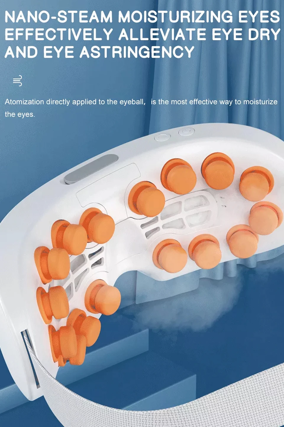3D Vibration Eye Massager Nano Mist Spray Steam Eye Care Massager Point Acupressure for Dry Eye Care Relieve Fatigue Dark Circle