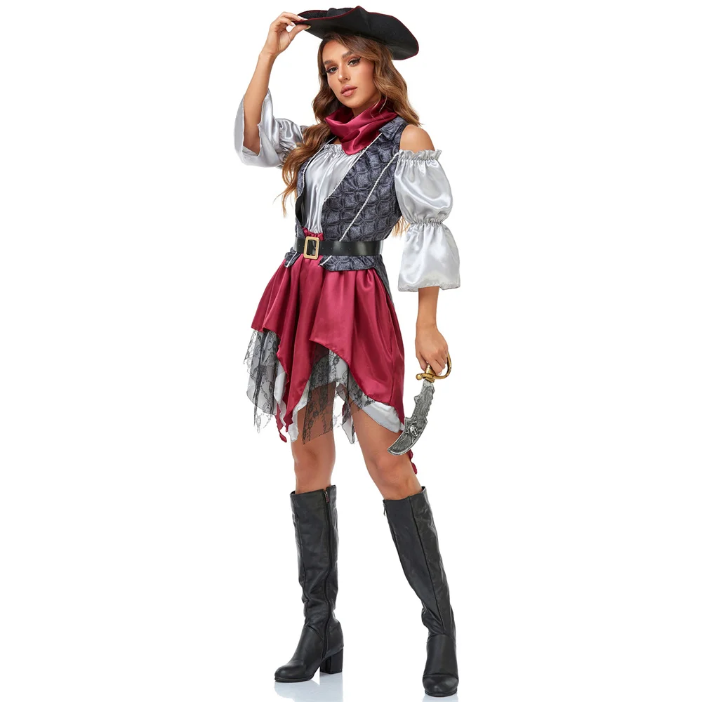 

6Pcs Set Pirates Costume Carnival Party Cosplay Halloween For Women Dress Up