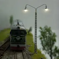 5PCS HO 1:87 Scale Model Railway Layout Lamp Warm/White LED Dual Head Lighted Lamp for 3V Voltages for Railway & Building Layout 1