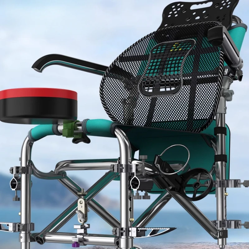 C42 Fishing Chair, Multi-Function Reclining Seat, Thick Aluminum Alloy Frame, Foldable Sunshade Chair, All-Terrain Fishing Gear