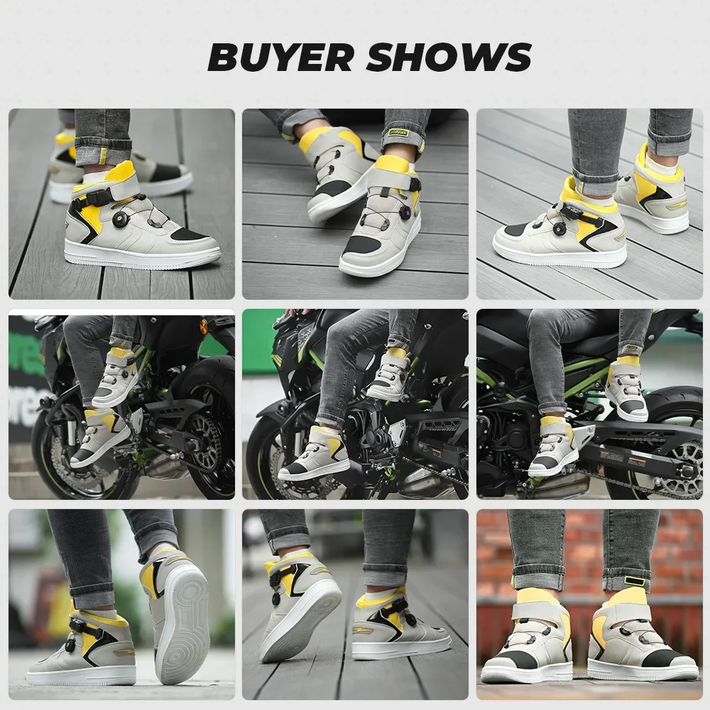 Motocross Riding Boots Men Motorcycle Casual Spiral Daily Shoes Microfiber Touring Locomotive Waterproof Anti-slip Breathable