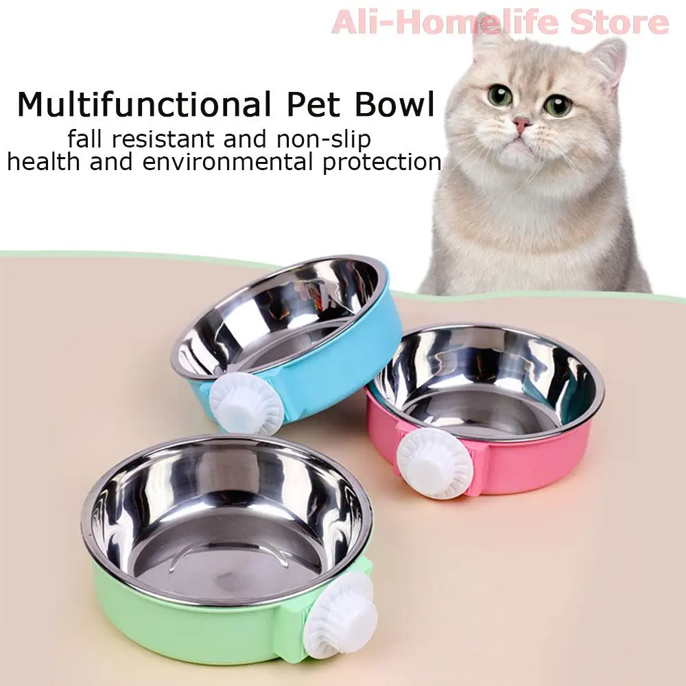 Dropship Crate Dog Bowl; Removable Stainless Steel Hanging Pet