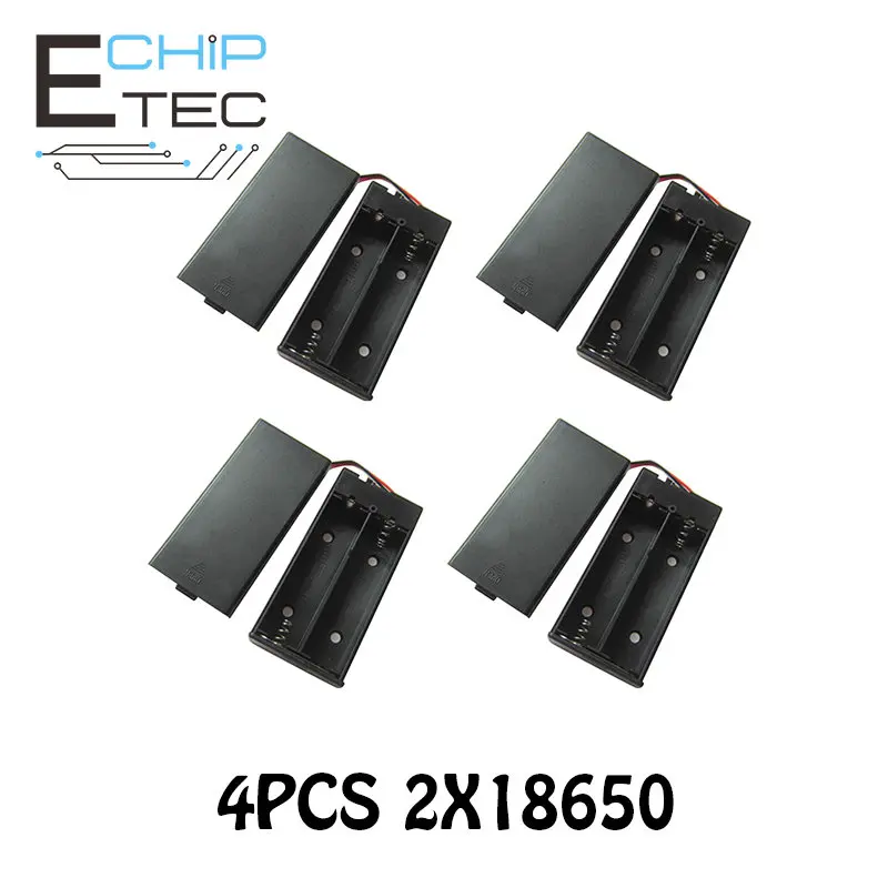 

4PCS 3.7V 2 x 18650 Battery Holder Storage Case Box with ON/OFF Switch with Cover Cable