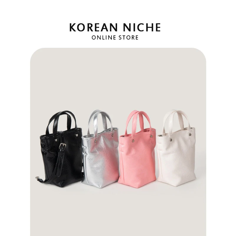 Soft Leather Large Capacity Mini Tote Bag For Women Solid Simple Single Shoulder Crossbody Bags Korean Niche Shopping Handbags