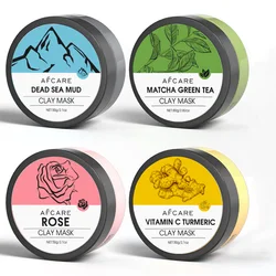 Clay Facial Mask Set - Deep Cleansing & Moisturizing with Turmeric, Vitamin C, Green Tea, Dead Sea Mud, and Rose Clay 320g (4 Pack) (Mud Mask Set)