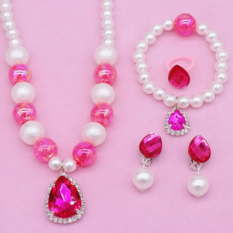 New Girls Play House Toys Fashion Beautiful Jewelry Necklace Earrings Bracelet Set Girls Princess Dress Up Set Birthday Gifts