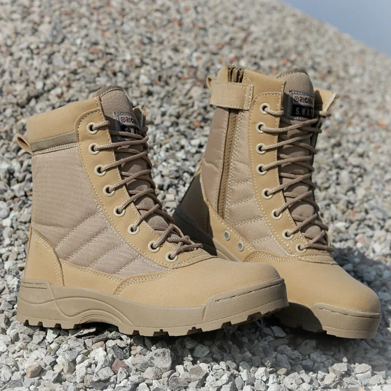 

Men Desert Tactical Military Boots Mens Work Safty Shoes SWAT Army Boot Zapatos Ankle Lace-up Combat Boots Nice New