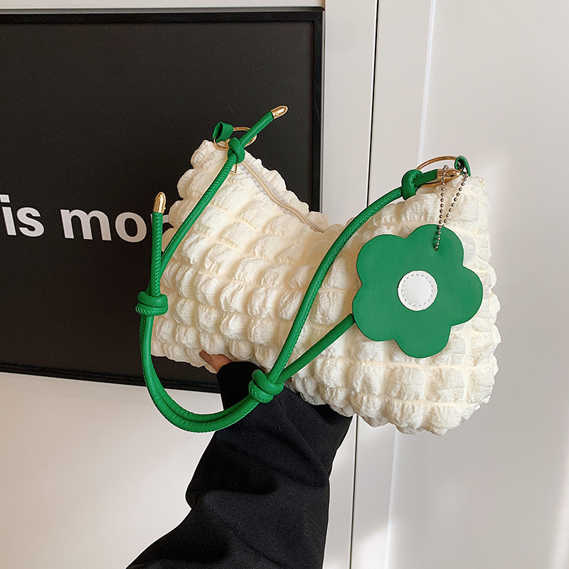 New Bubble Flower Handheld Cylinder Bag for Women Japanese and Korean Girl Texture One-shoulder Hand-carrying Lunch Bag Shopping