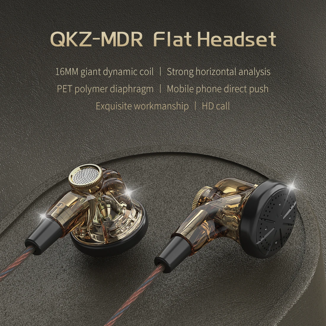 Original QKZ MDR Flat-Head Headphones 16MM Large Moving