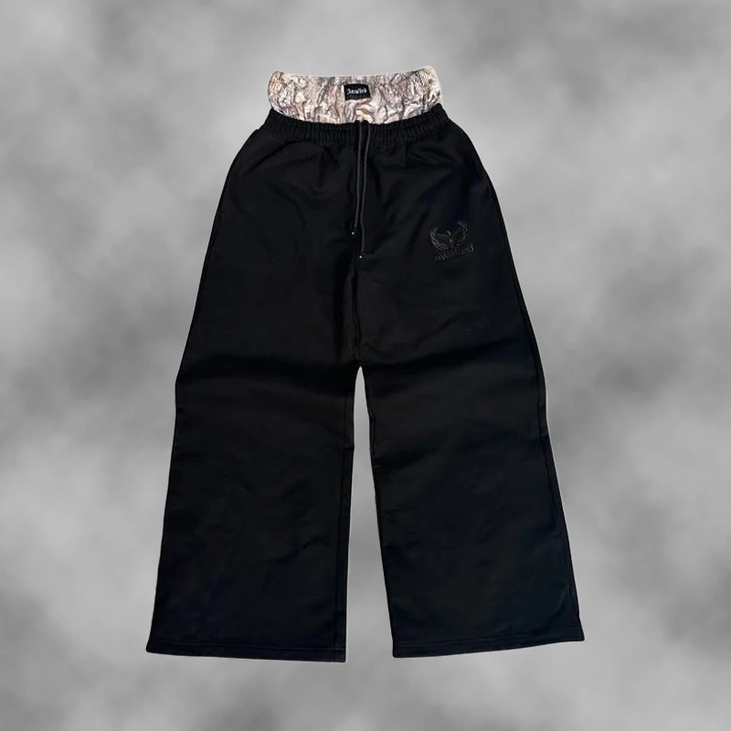 Y2K Trend Sweatpants Camouflage Embroidered Pattern Streetwear Men Women Clothing Retro Camo Baggy Pants Unisex Wide Leg Pants 2