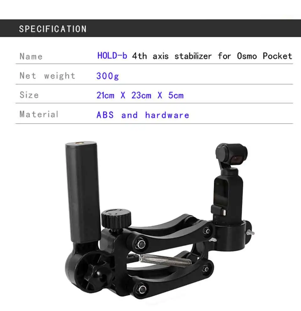 Description Picture 2 of itemStabilizer Handle Grip Arm for DJI Osmo Pocket 3 Camera Handheld Gimbal Shock Absorber Bracket Phone Flexible 4th Axis Holder