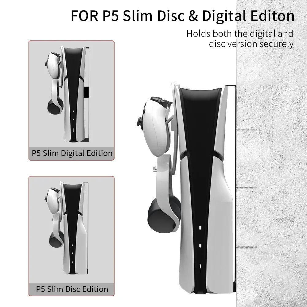 NEW JYS-P5193 For PS5slim Host Wall Bracket For PS5 Slim Host Clip Hanging Storage Stand With Headphone Handle Hook Bracket