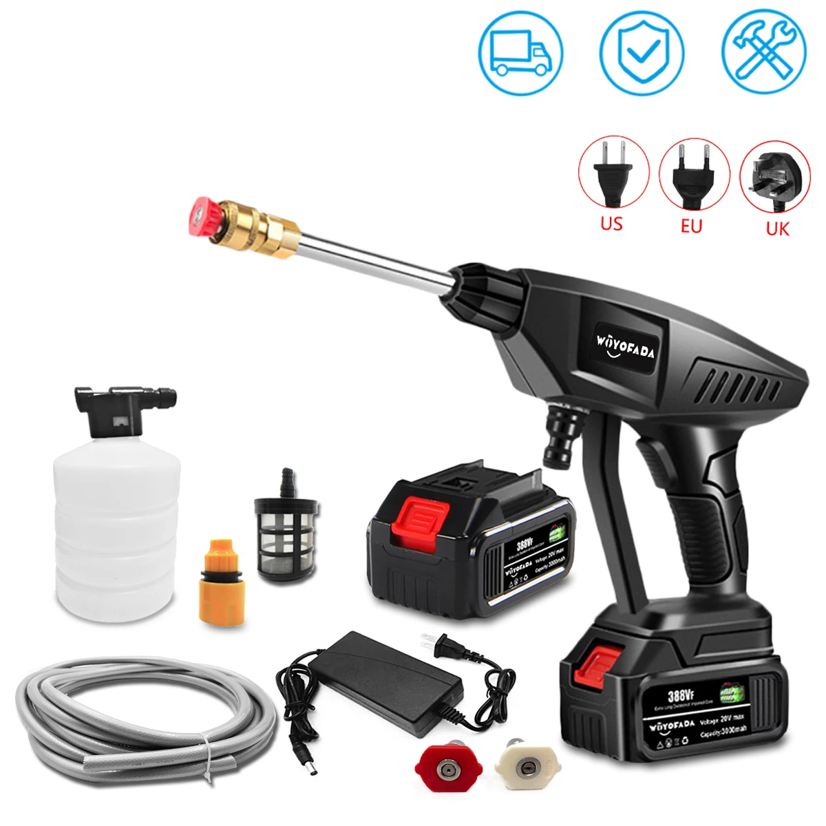 Portable High Pressure Car Wash Water Gun Cordless High Pressure