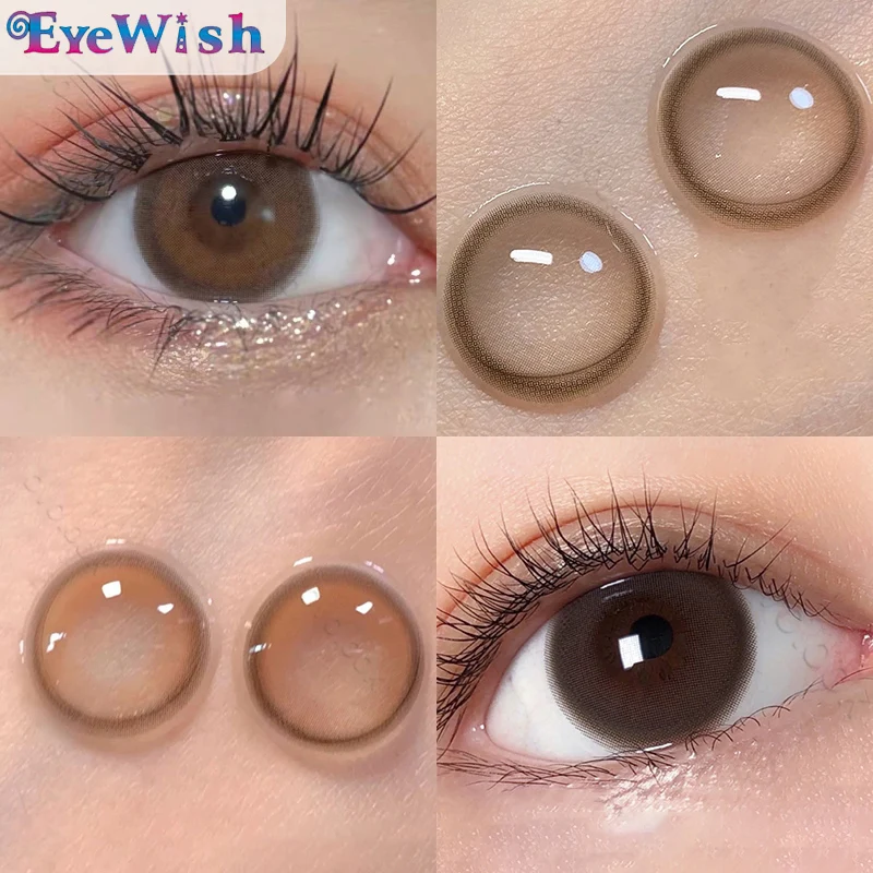 EYEYWISH-2pcs/pair Natural Pupil Lenses Collagen Series Contact Lenses for Eyes Brown Gray Eye Color Lens for Myopia 14.2mm