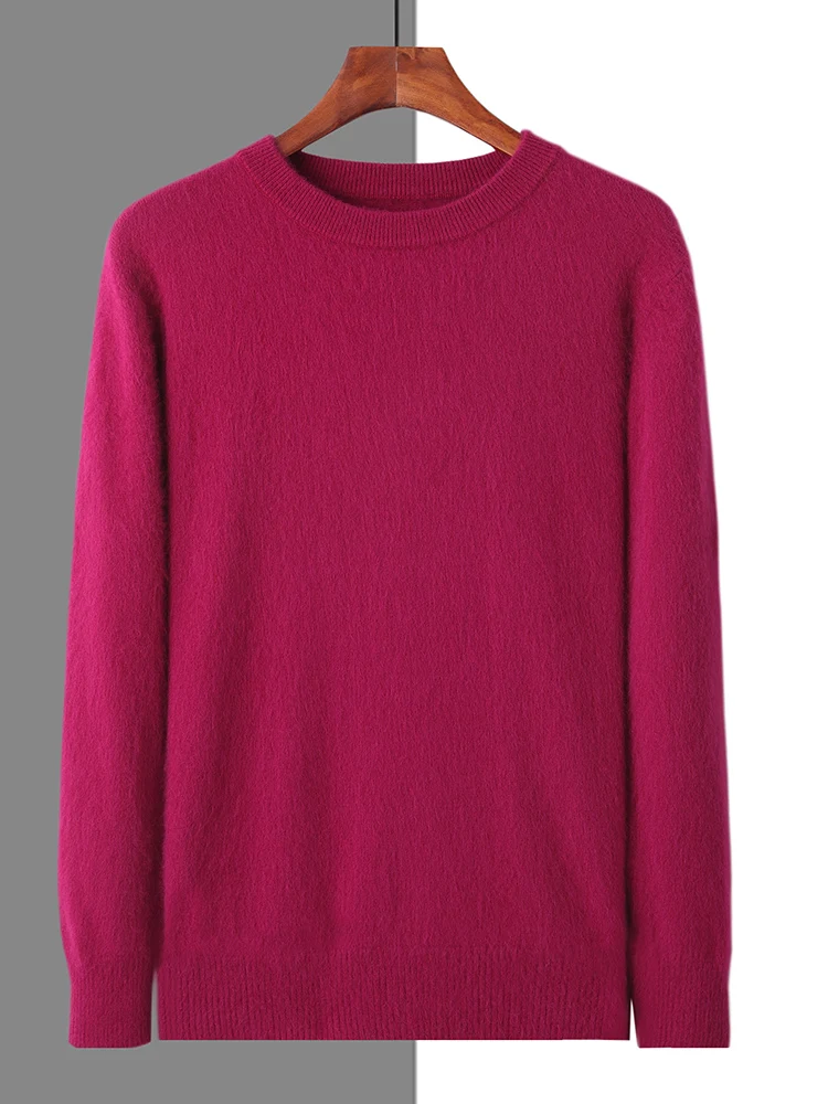 Aliselect Autumn Winter New Fashion Jumper 100% Mink Cashmere Sweater Men's O-Neck Knitwear Pullover Loose Large size Joker Tops