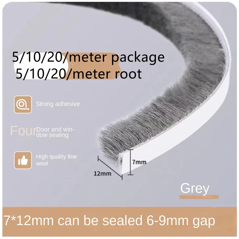 Self-Adhesive Weatherproof Door and Window Brush Strip - Sound Insulation Dust Barrier