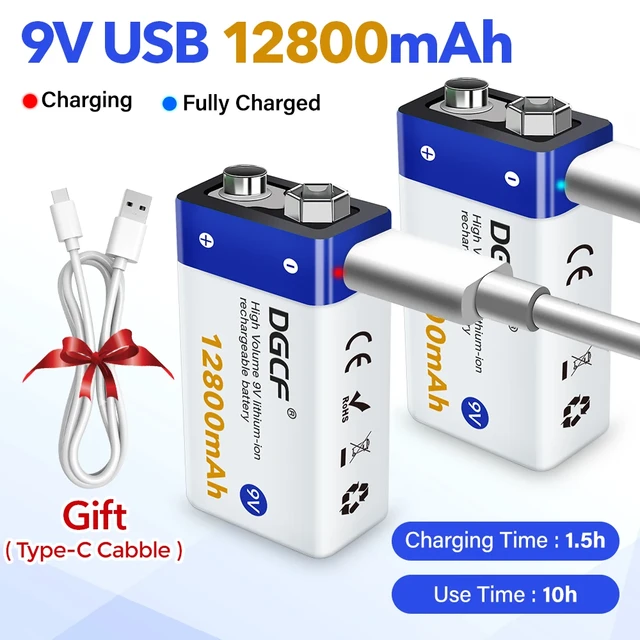 New 1000mAh 9V Rechargeable Battery Micro USB 9V Li-ion Battery Type C Port  for Multimeter Microphone Toy Remote Control KTV Use - AliExpress