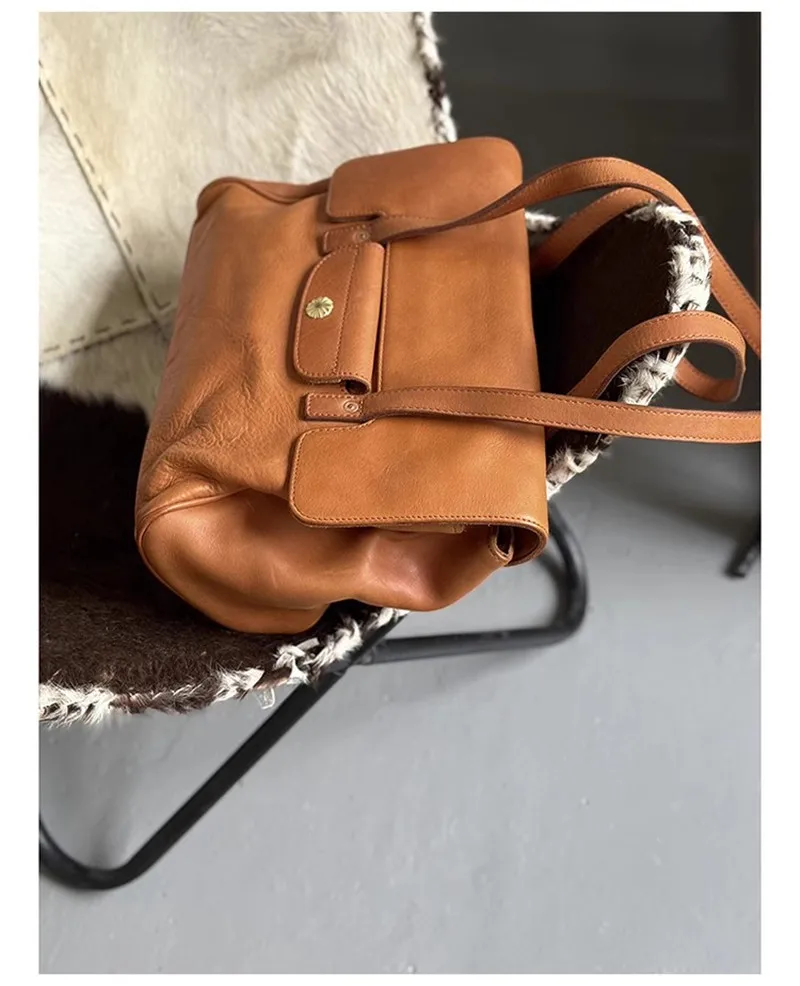 Pndme Vintage hochwertige Echt leder Damen Umhängetasche Designer hand gefertigte Luxus echte Rindsleder weibliche Einkaufstasche – Detail 6
