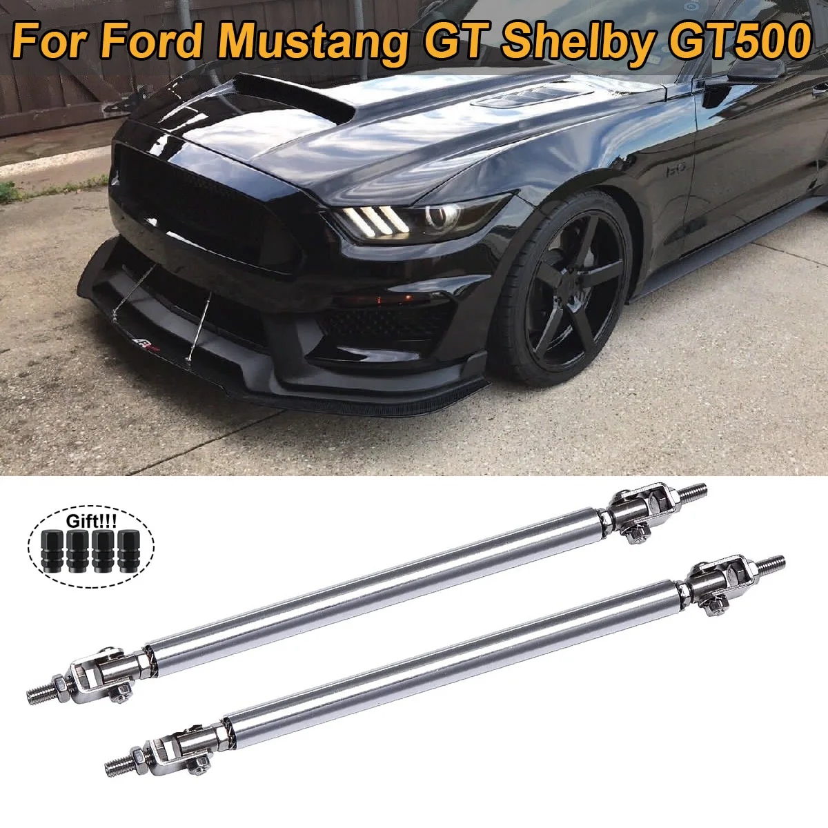2 Pz/Set Paraurti Anteriore Lip Splitter Diffusore Puntone Asta Di Supporto Tirante Per Ford Mustang Gt Shelby Gt500 2000-2022 Accessori Auto