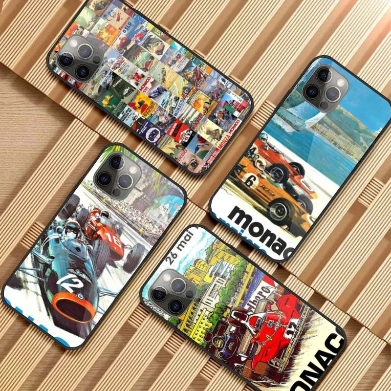 Custodia Per Telefono Grand Prix Vintage Monaco Per Iphone 14 13 12 11 Xs X 8 7 6 Plus Mini Pro Max Se 2022 Cover Per Telefono In Vetro Tpu Nero Per P