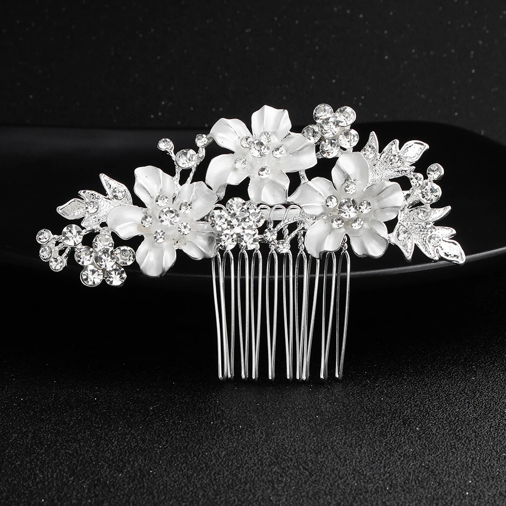 Gold/Silberfarbene Metall-Haarkämme, handgefertigte Hochzeits-Haarkämme für Bräute, blumenförmige Haarspangen, Hochzeits-Accessoires – Detail 10