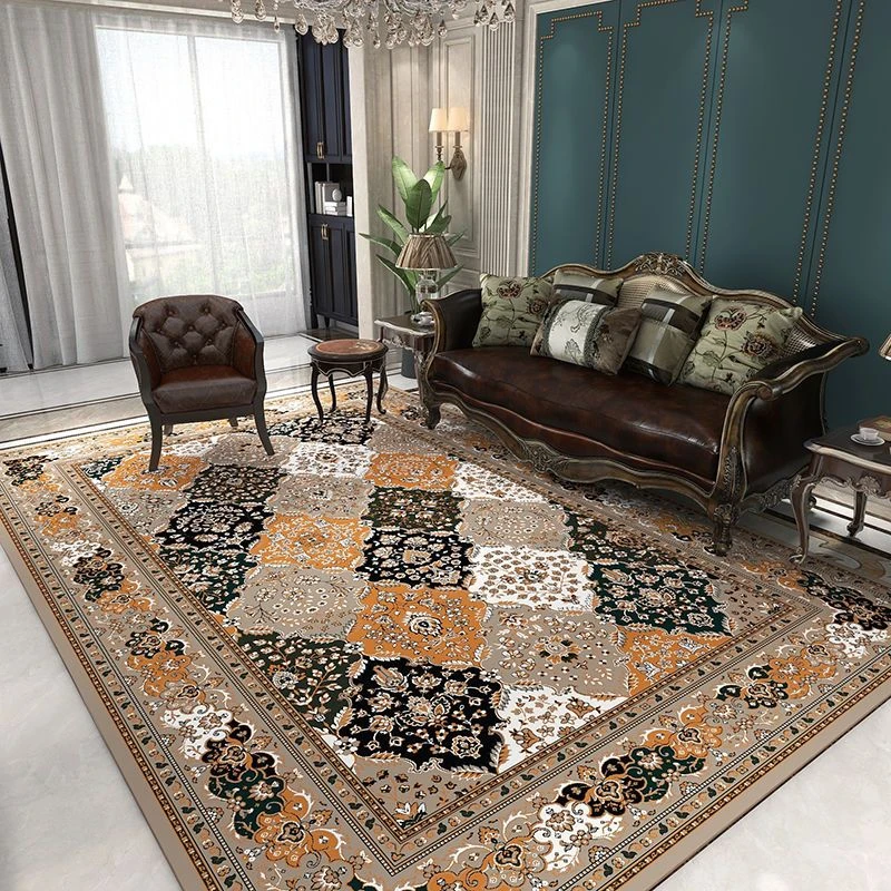 

Persian Style Flower Art Carpets for Living Room Decoration Home Large Area Bedroom Anti-Slip Floor Mat Washable Kitchen Rug