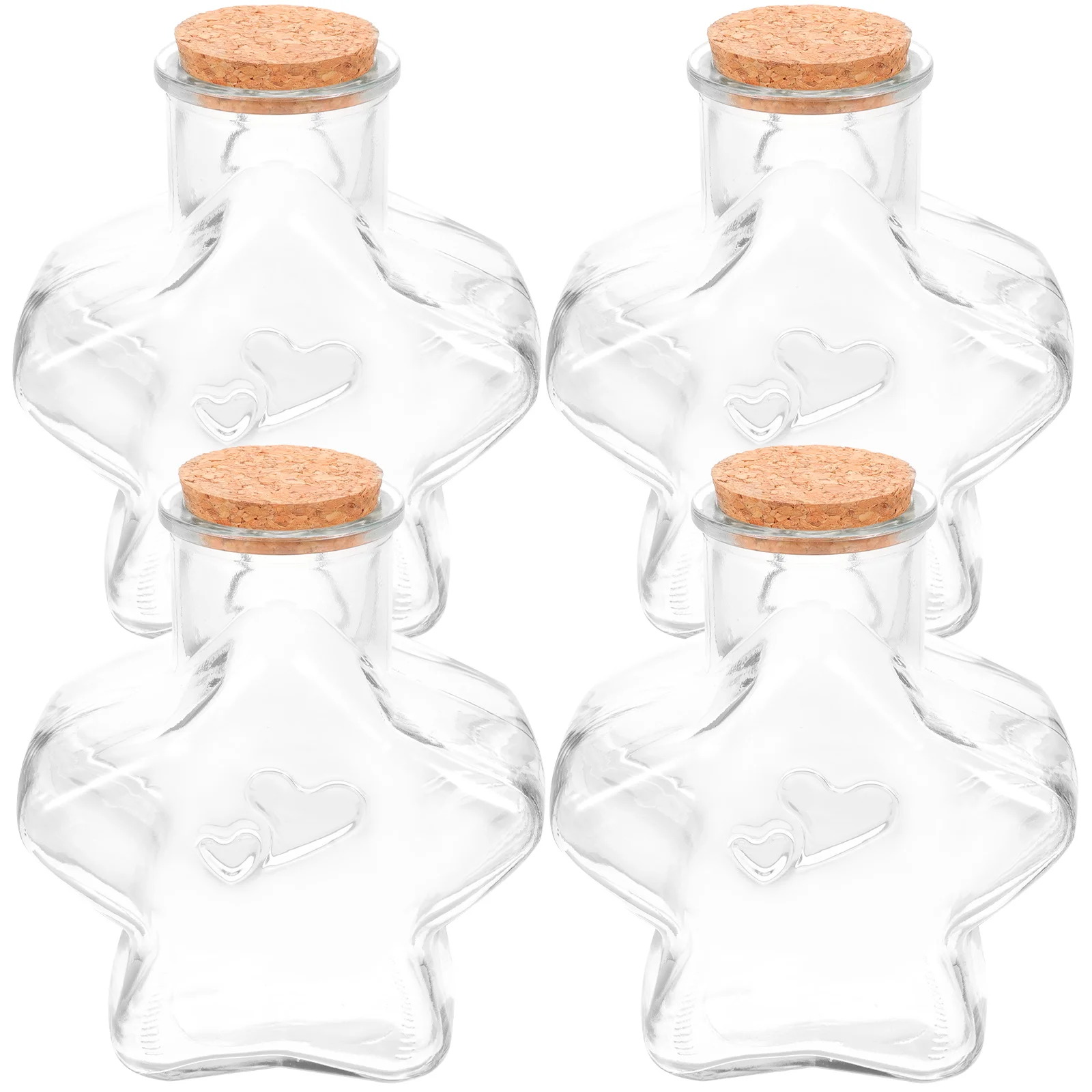 

4pcs Glass Bottles Spell Jars Drifting Bottles Wishing Bottles with Cork Stopper (Pentagram Shape)