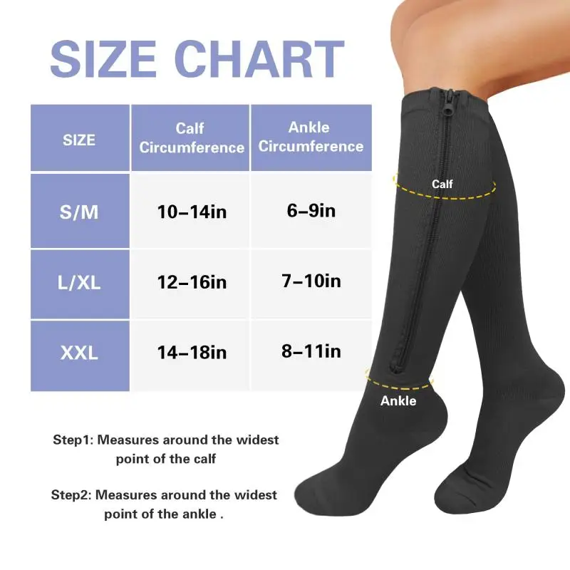 Compression Socks Medical Zipper Compression Socks Women Men High Elasticity Nylon Closed Toe Pressure Stocking for Edema Varicose Veins