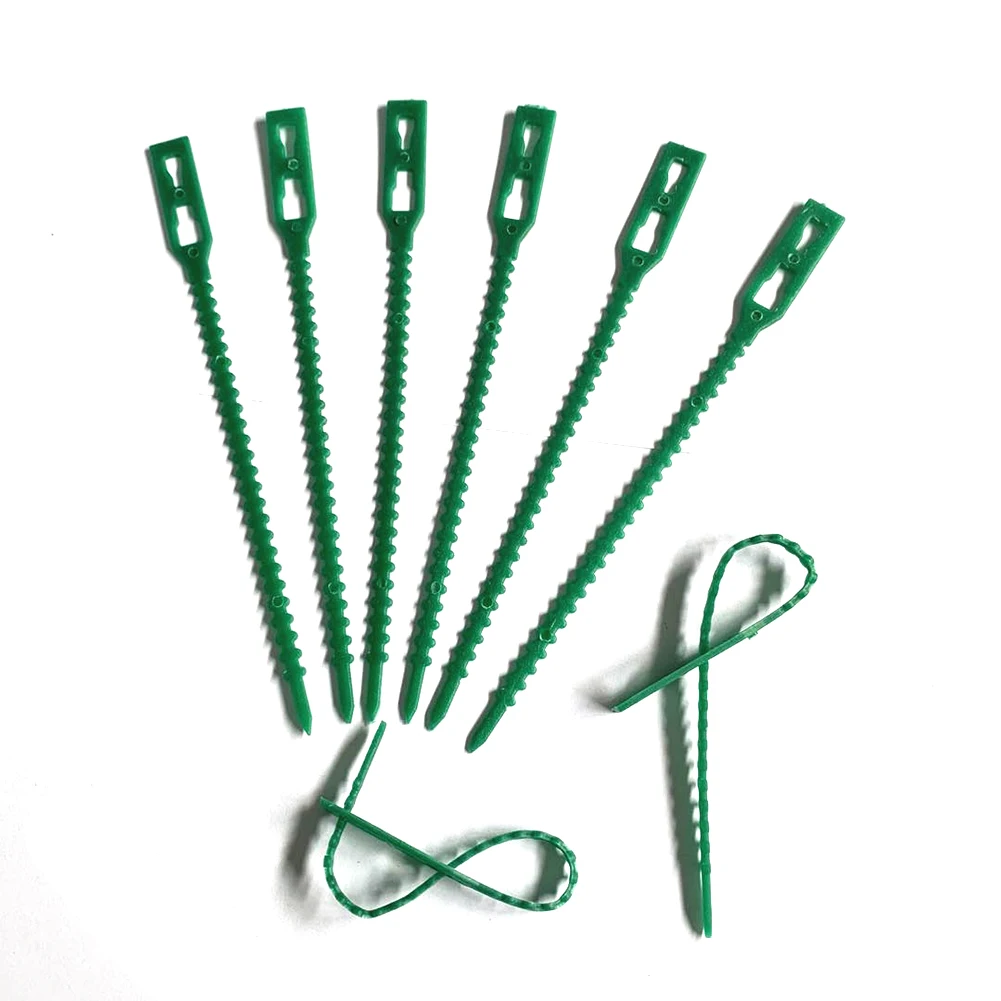 Green Plastic Reusable Floral Wire Cable Ties for Garden Plant Support