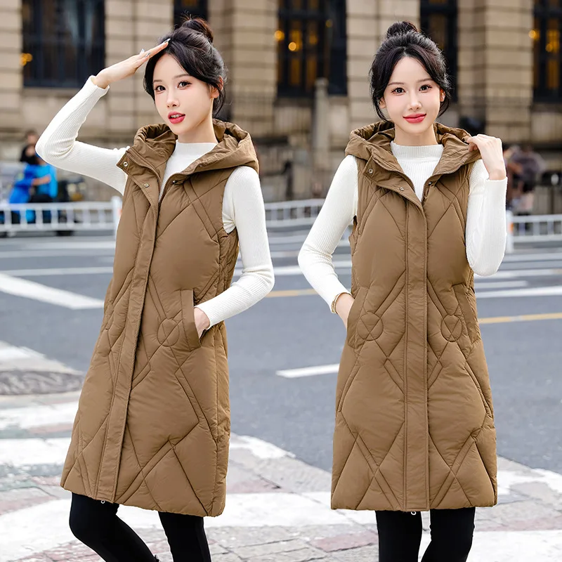 

Winter New Korean Version Of Cotton Waistcoat Women's Medium Long Slim Slim Waistcoat Female Students Cotton Vest